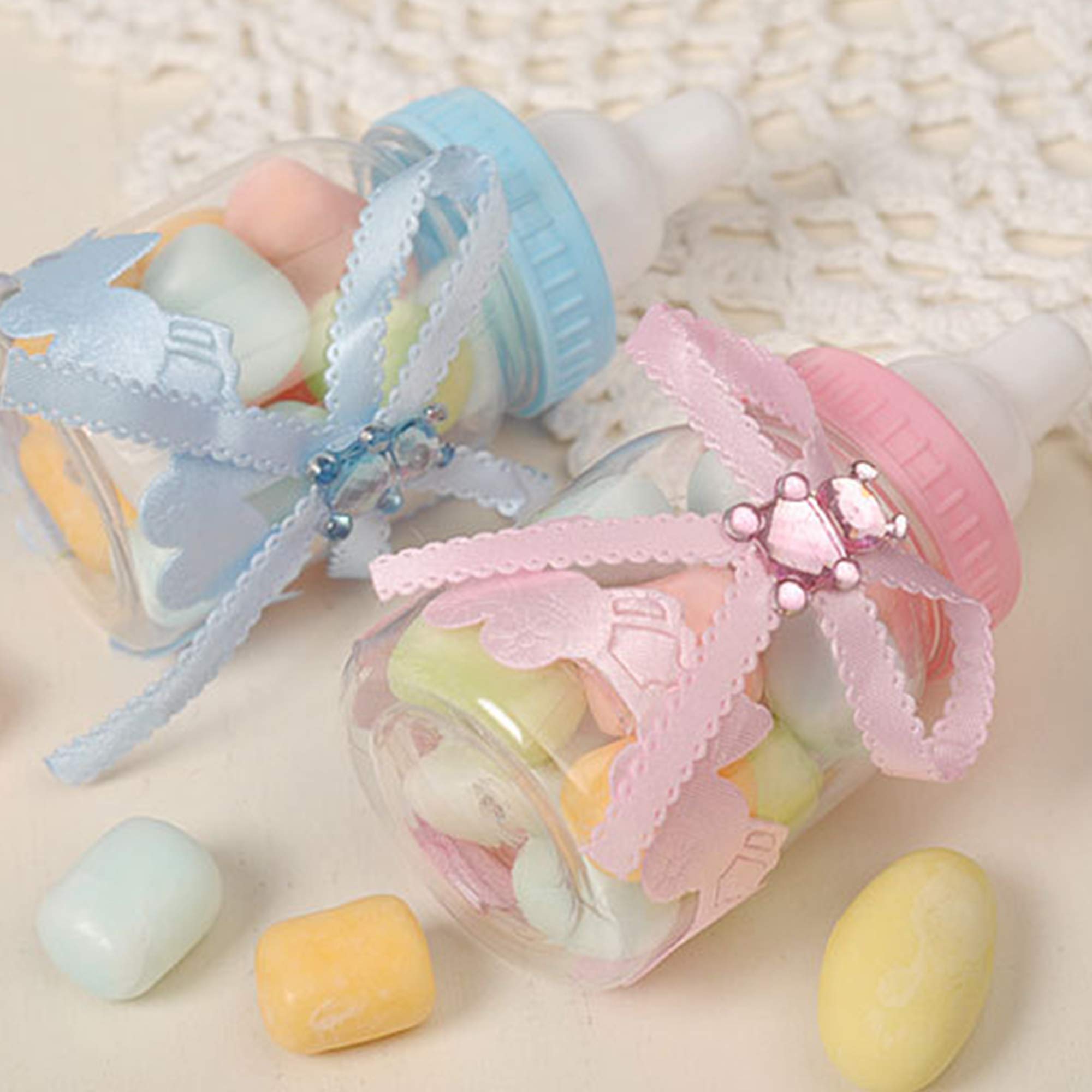 Schneespitze 24 pezzi Biberon Portaconfetti Vasetto Caramelle,Caramella Biberon Bottiglia,Favori di Nozze Forma di Bambino Bottiglia,Baby Shower Battesimo Bottigliette Regali Decorazione