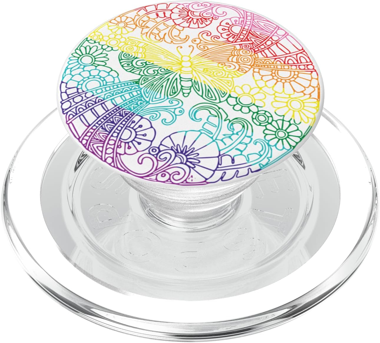Mandala Symbol in Rainbow colors PopSockets MagSafe PopGrip for iPhone