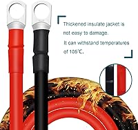 Vista 4 de Cables de batería 4 AWG con terminales de cobre de 3/8 pulgadas (2 piezas de 1 pie)