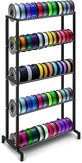 MorningRo 3D Printer Filament Storage Rack 5 Tier Filament Spool Holders Racks Heavy Duty Metal 3D Printer Shelf Organizer for Studio Office Workshop PLA ABS TPU Nylon, Black