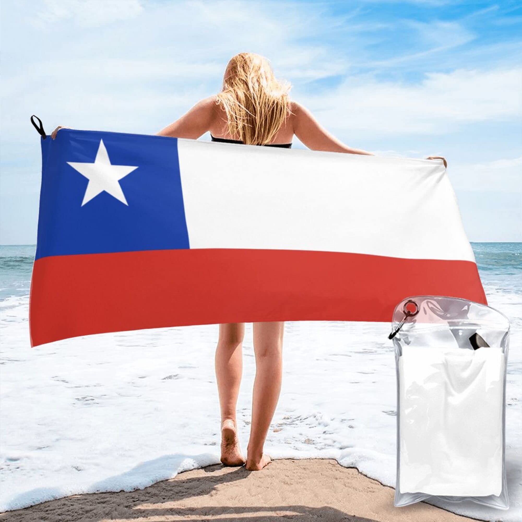 Lsjuee Chile Flag Microfiber Beach Towel-Quick Dry Oversized Towels Blanket for Travel Pool Camping