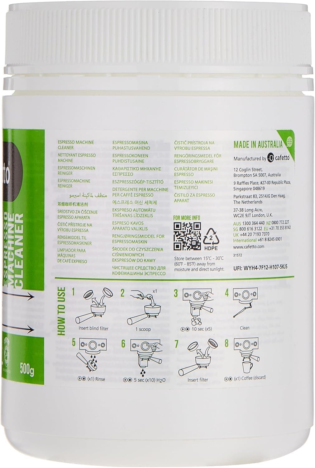 Cafetto EVO Nettoyant bio pour machine à expresso, 500 g