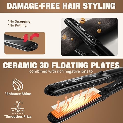 Miniatura 7 de DORISILK - Alaciadora de vapor para cabello, plancha profesional de vapor para cabello, de sala de belleza, plancha de cerámica turmalina de vapor,