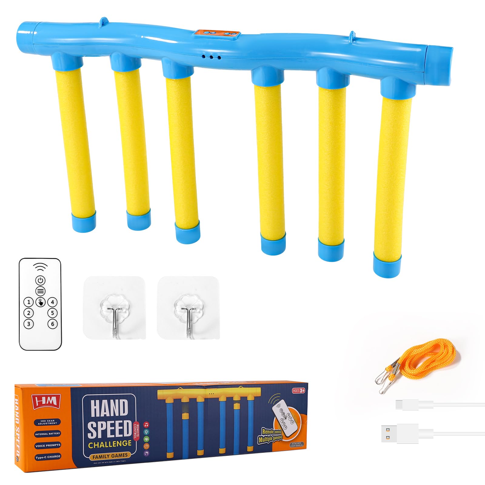 BTFO Drop Stick Reflex Game Set, Remote-Controllable Challenge Catch Falling Stick Game with 3 Adjustable Speed for Hand Eye Coordination Exercise Includes 12 Items(Yellow)