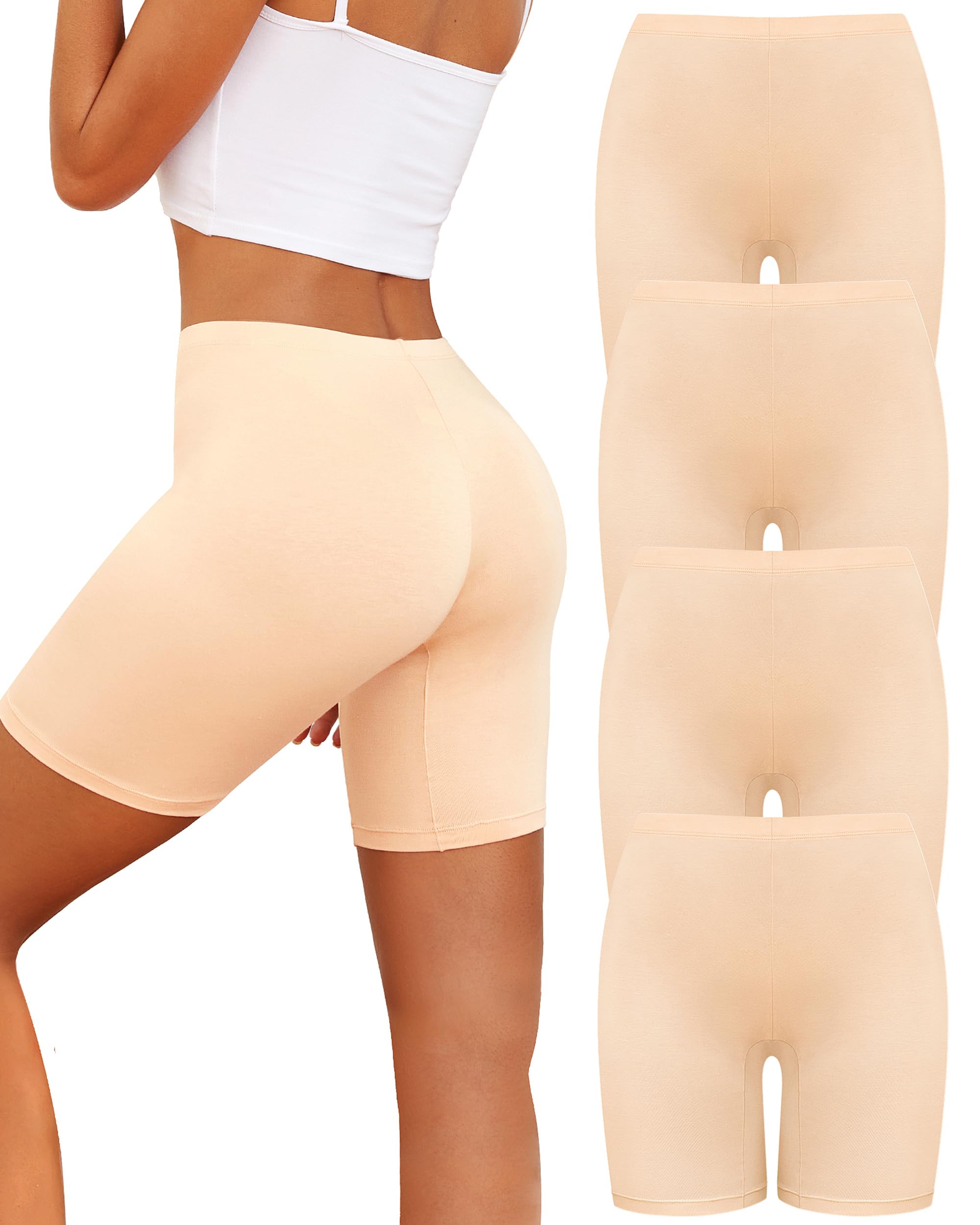 VOENXE Mutande Boxer Donna Culotte Shorts per Senza Cuciture Morbido Pantaloncini Sottogonna Mutande Intimo Fitness Sport Slip Mutandine Hot Pant Vita Alta Pacco da 4