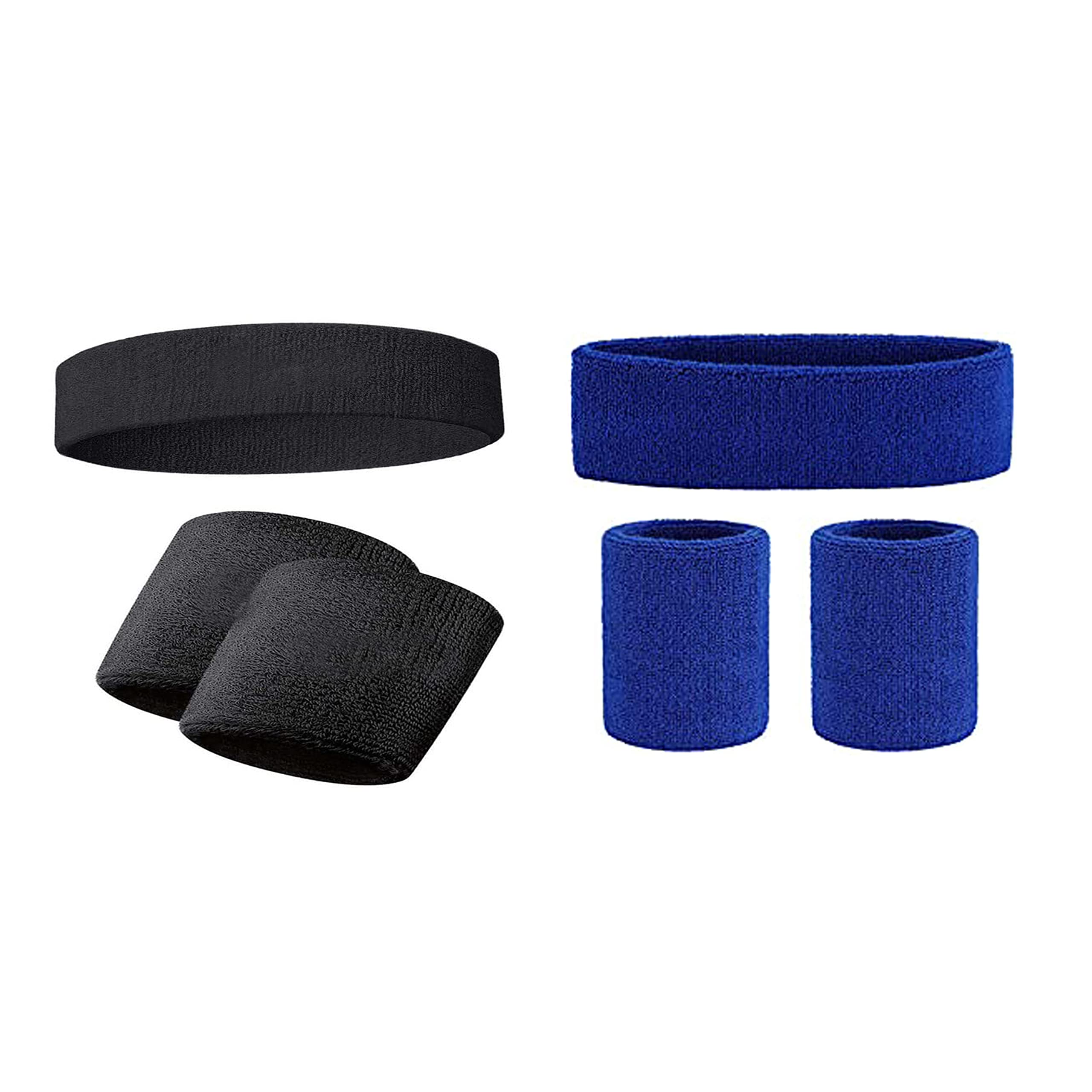 SUPRO Men & Women Head & Wrist Band, Sports Headbands for Men, Workout Accessories, Sweat Band, Sweat Wicking Head & Wrist Band Sweatbands for Running Gym, Unisex Hair Band Black and Blue Color 2 Pair (B09MTD63B3) Amazon Price History, Amazon Price Tracker