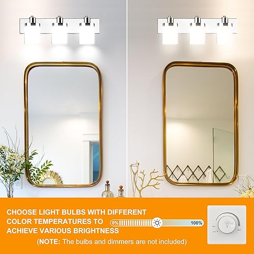 Miniatura 6 de ROOAUG Moderna luz LED de tocador regulable, lámpara LED de baño de 24 pulgadas, luz blanca de día negra, 5000 K, AC120 V, 15 W, para baño,