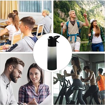 Mist Drinking Bottle, Misting Spray Water Bottle, 650ml Reusable Sports Supply, With Leak-proof Lid And Handle Strap, Portable For Gym Running Biking Workout