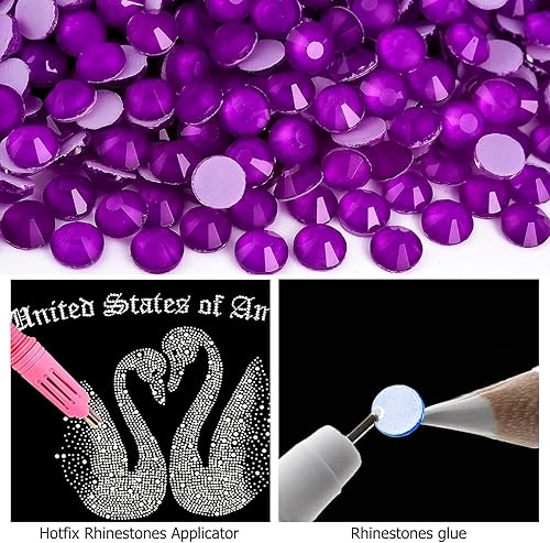 Miniatura 6 de Blinginbox Diamantes de imitación Hotfix, 1440 diamantes de imitación de fijación en caliente para manualidades, ropa, decoración, Dk. Amatista