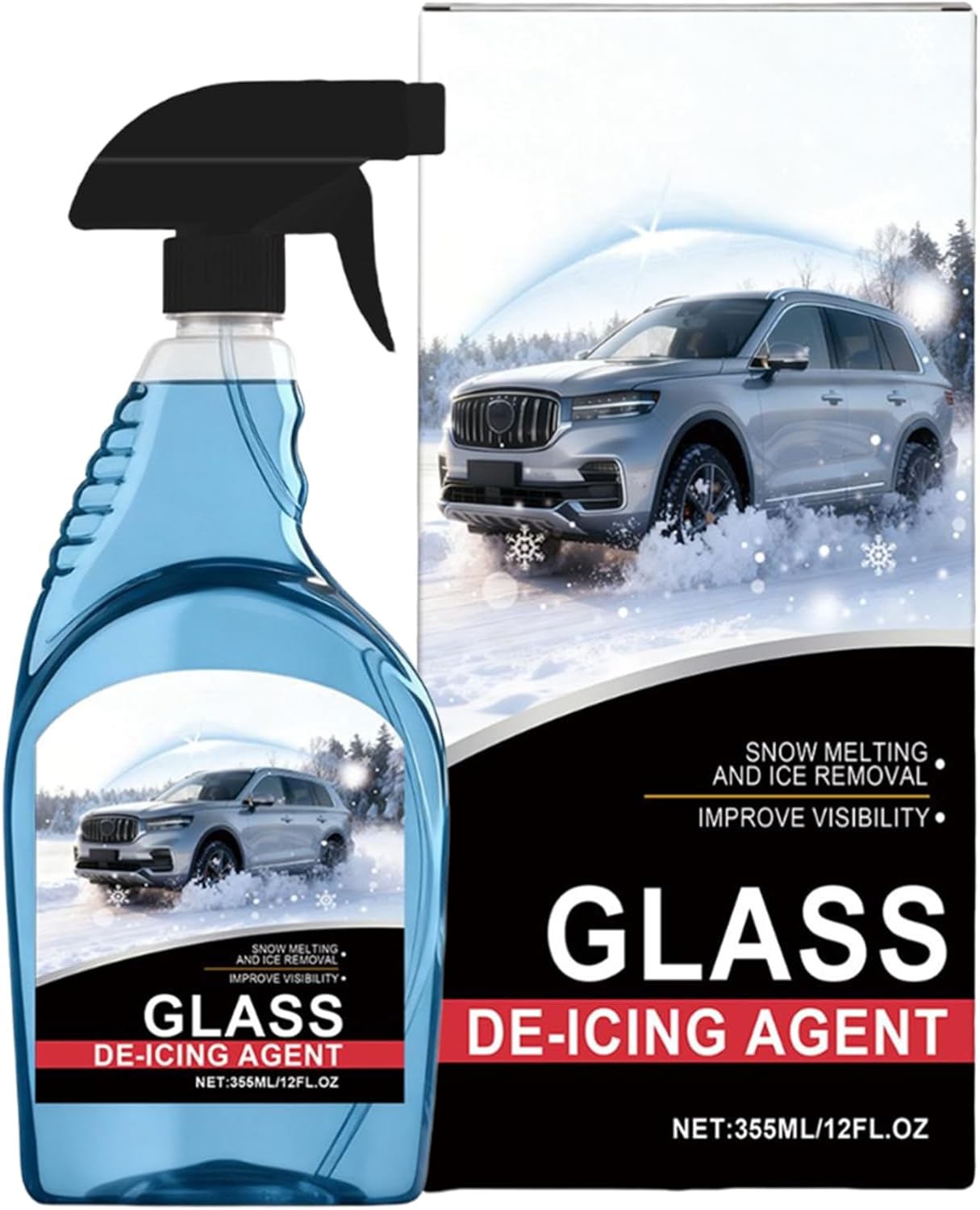 Windshield Deicer Spray | 12fl.oz Defroster Glass Cleaner | Windshield Ice Melt | for Truck Frost Windscreens Mirrors Headlights Locks