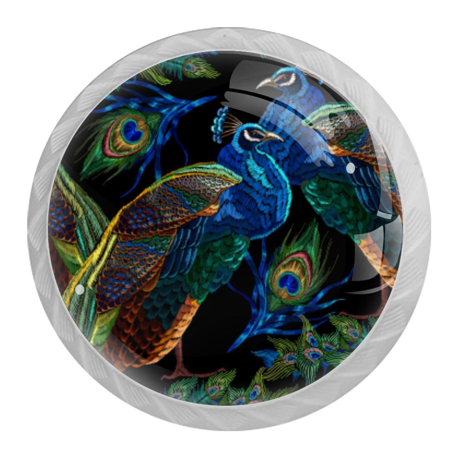 Tqmspg Multi10 4 Pieces Drawer Pulls Peacocks Birds And Feathers Door Knobs Dresser Handles For Kitchen Wardrobe Cupboard Hardware Furniture
