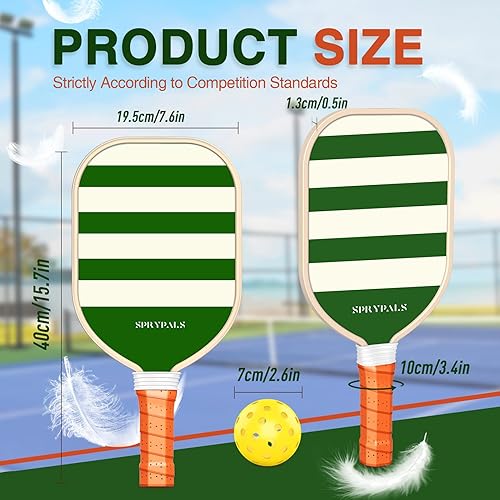 Miniatura 4 de Juego de 2 palas de pickleball aprobadas por USAPA, palas de pickleball de fibra de vidrio, ligeras, con núcleo de panal de abeja de polipropileno