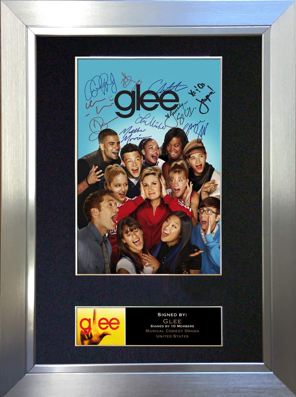 The Autograph Collector Black,Gold,Silver Glee Signed Autograph Mounted Photo Reproduction Print A4 Rare (297 X 210Mm) #118 (Silver Frame)