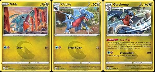 Garchomp 109/172 Brilliant Stars – Evolution Pokemon 3 Card Lot – Dragon Type