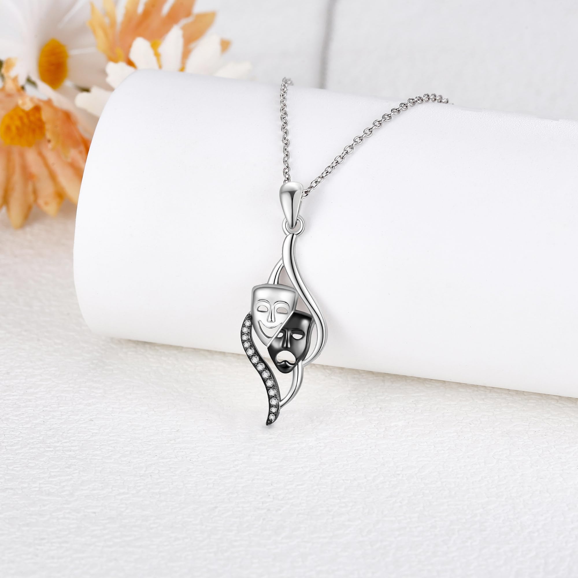Collana con commedia e maschere tragedia in argento Sterling, per donne