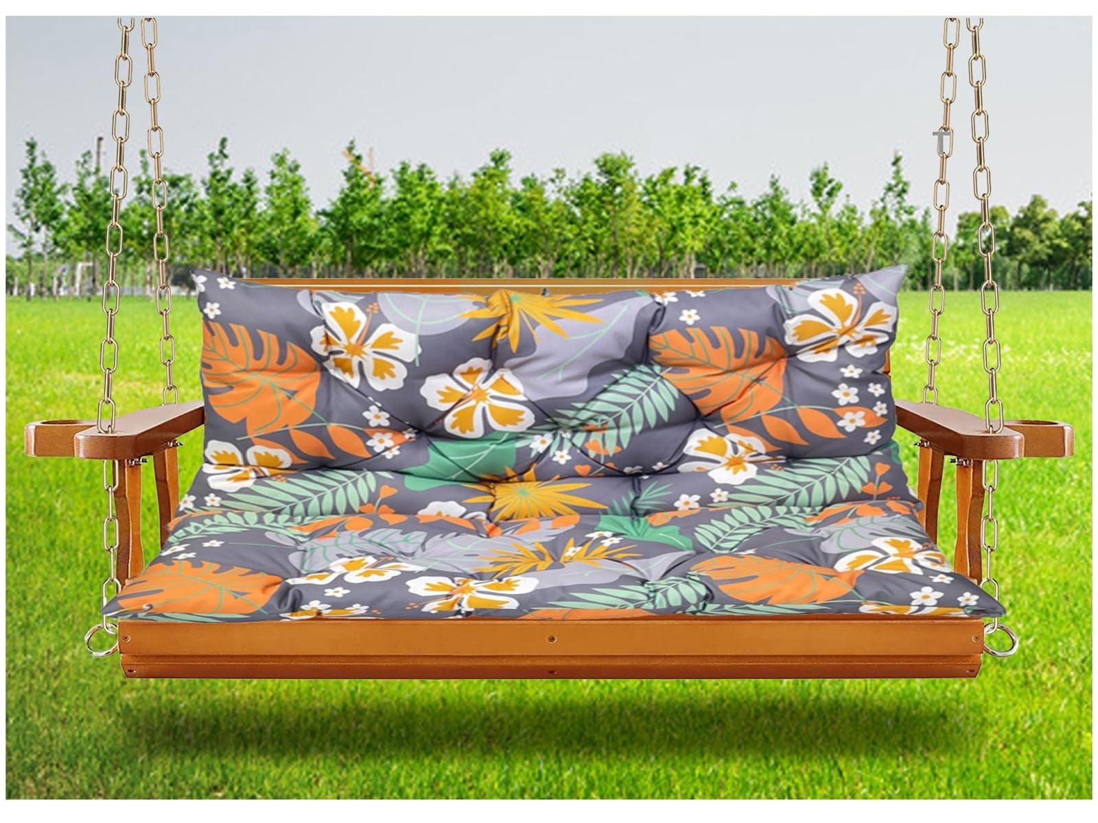 Cuscini impermeabili per dondolo da giardino per 2 o 3 persone, con schienale, cuscini di ricambio per mobili da portico, 150 x 100 cm