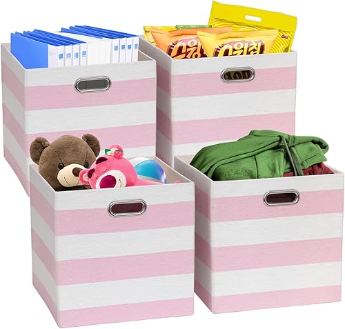 Miniatura 12 de Posprica - Cestas organizadoras de almacenamiento, 11×11 cubos plegables de almacenamiento de tela con cajones para guarderías, oficinas, armarios