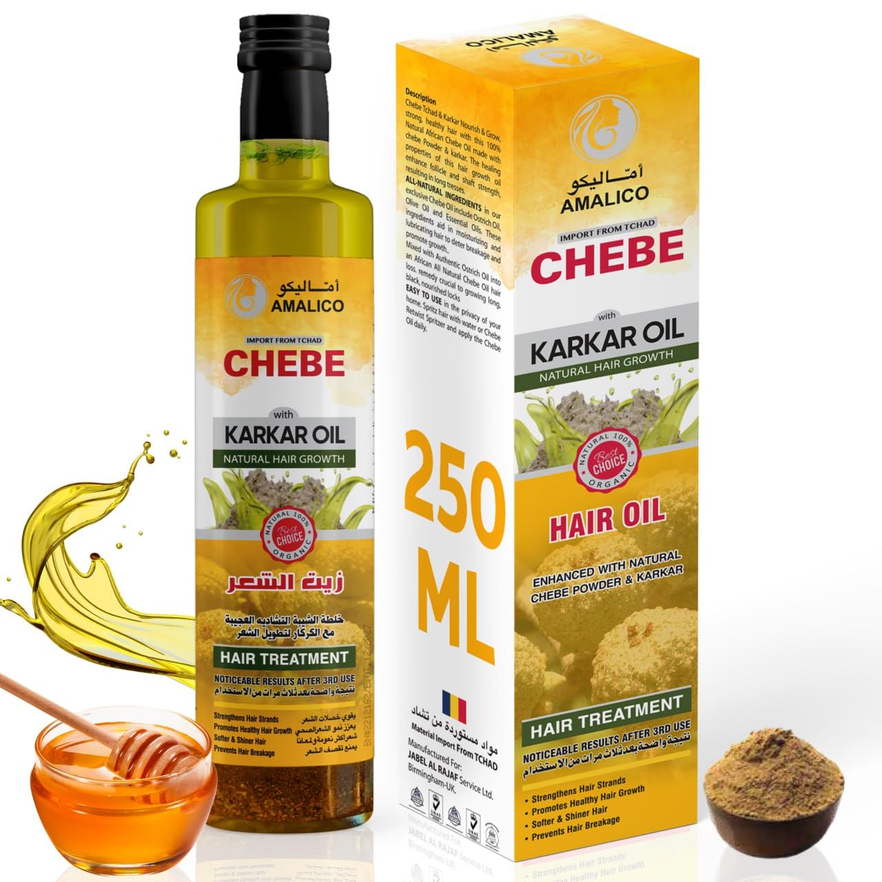 AMALICO 2-in-1 Karkar Oil & Chebe Powder for Hair Growth - 250ml