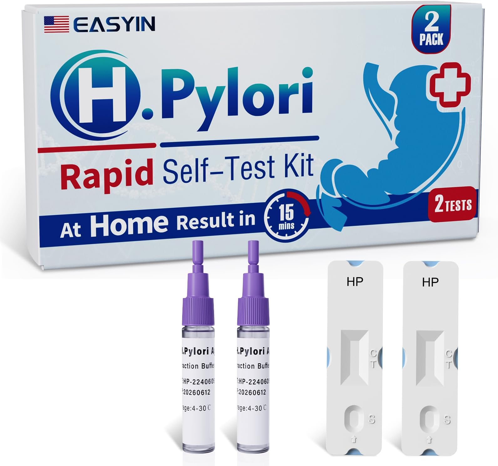 H Pylori Test Kit: 2 PCS Fast & Highly Accurate & Easy to Use & Read Helicobacter Pylori Test at Home Results in 10-15 Minutes - H-Pylori Test Kit 2 Test (2)