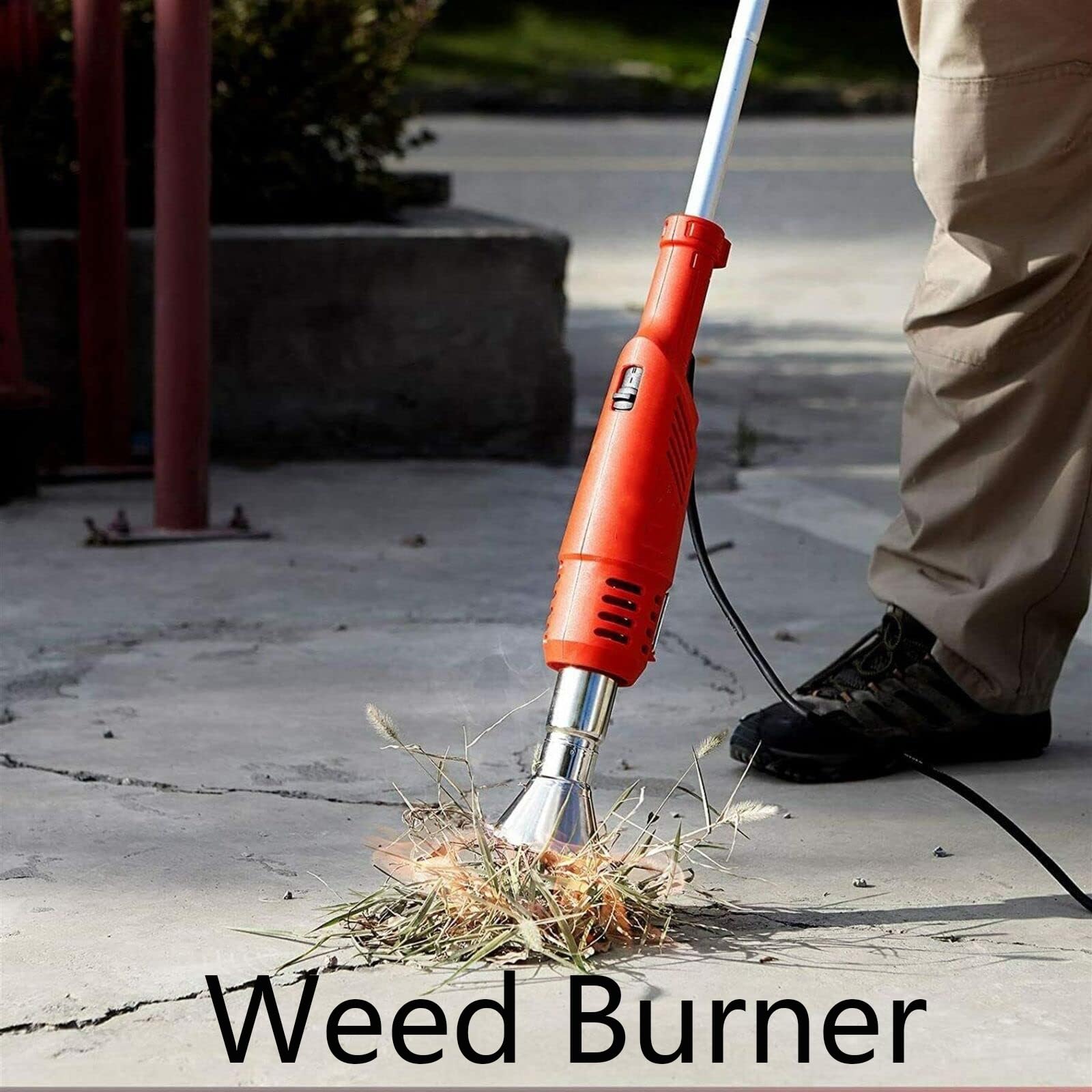 Bruciatore elettrico per erbacce con tecnologia ad aria calda, 2 impostazioni di temperatura e velocità dell'aria minima di 500 l, per una manutenzione efficiente di giardino, patio e vialetto