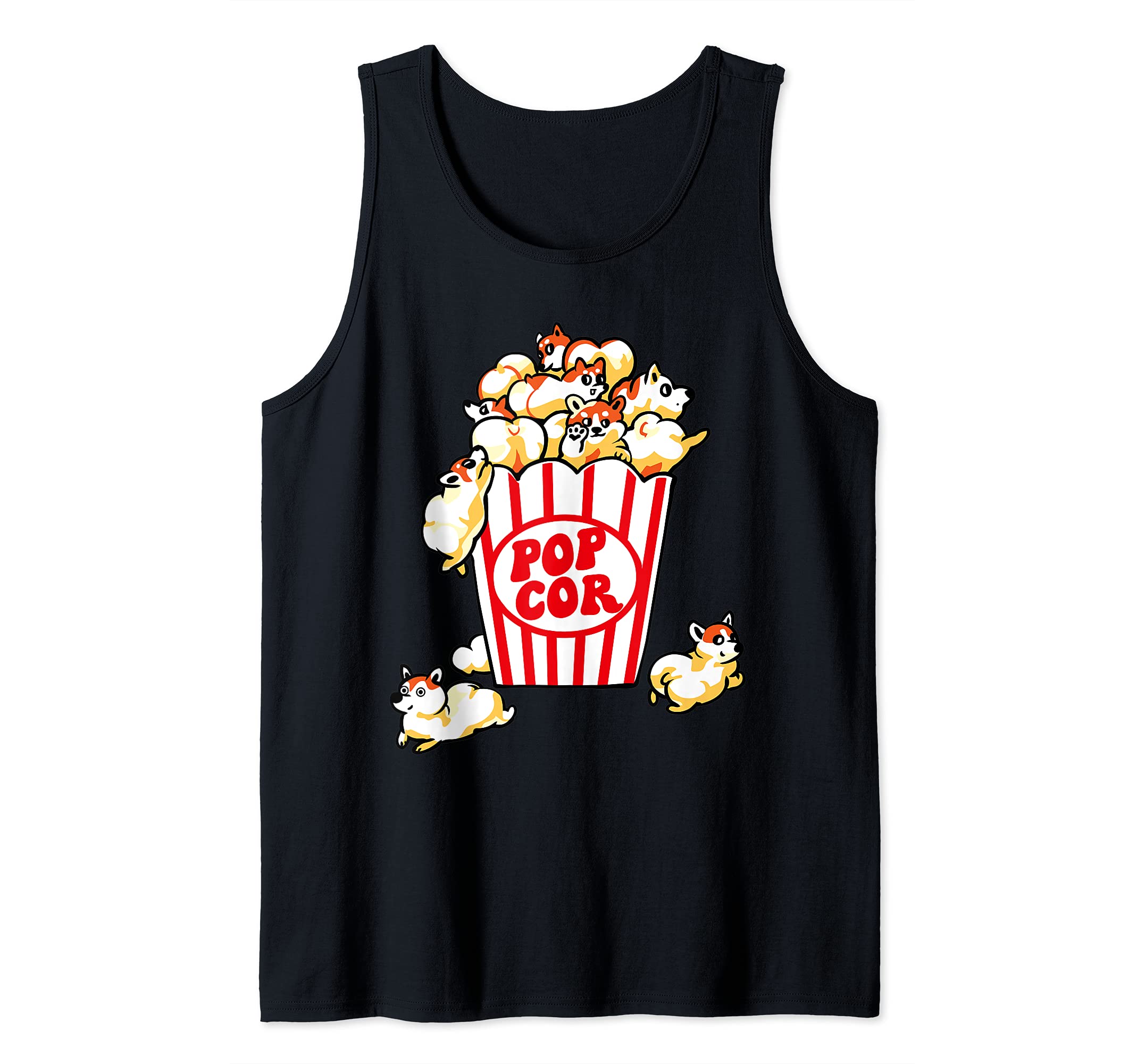 Pop Corgi Tank Top, Black, S