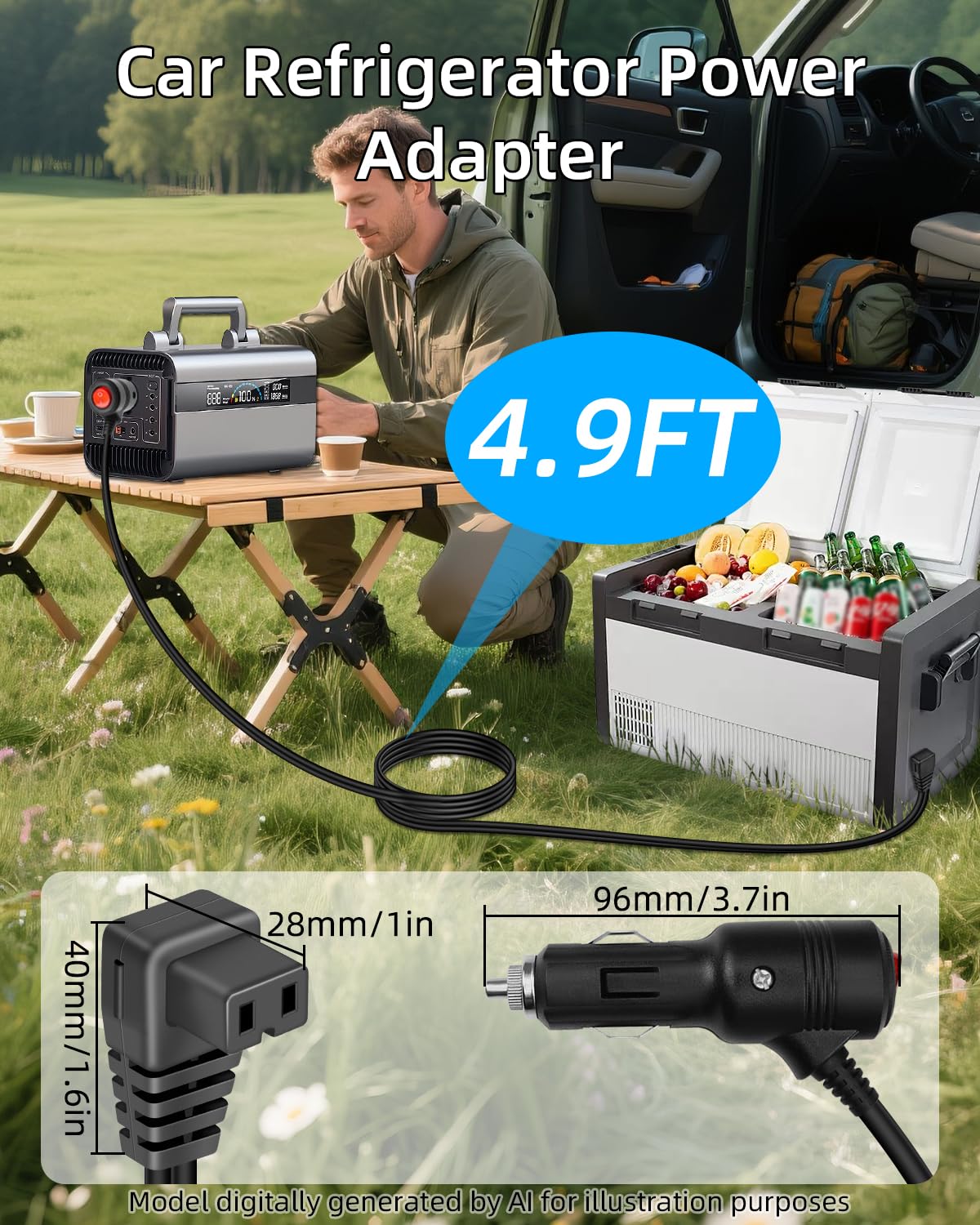 GELRHONR 12V Auto-Kühlbox Kabel 14AWG, Zigarettenanzünder Stecker auf DC 12V Kabel mit Schalter, für Kühlbox, Kühlschränken Wohnmobil & Campingzubehör (1.5M/4.9FT)