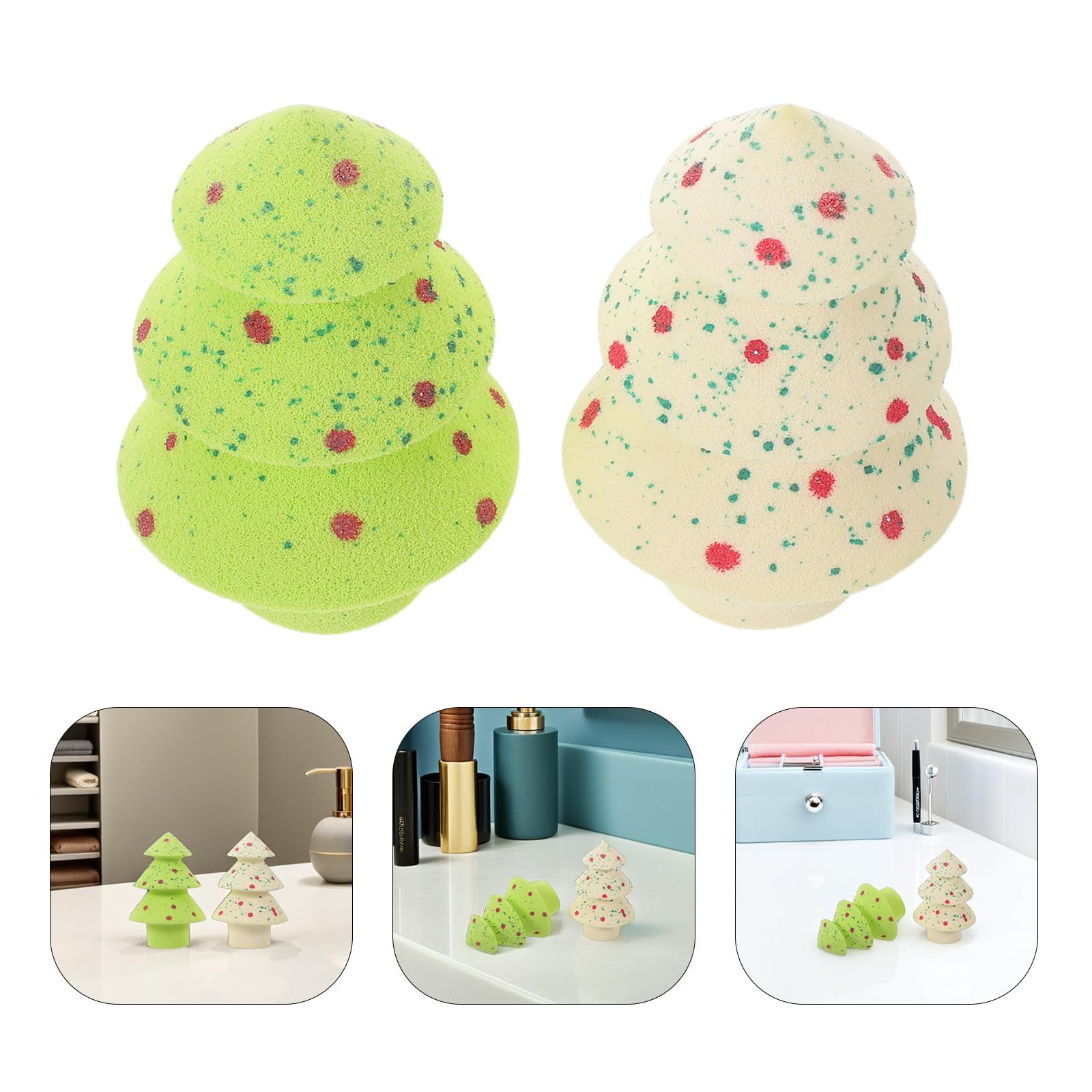Beaupretty 5 Set Spugna Trucco Natalizia a Forma di Albero, Applicatore