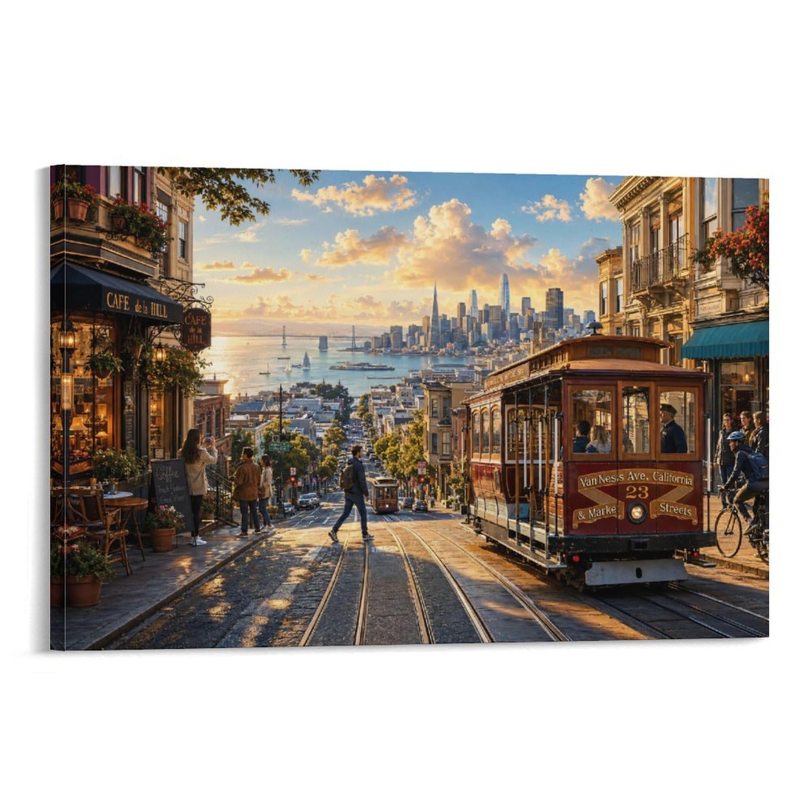 GPMNBCXZK San Francisco Hyde Street Canvas Prints HD Wall Art California Modern Pictures Poster Decor for Home, Dining Room, Office, Living Room Decorations, Gift 20x30inch(50x75cm)