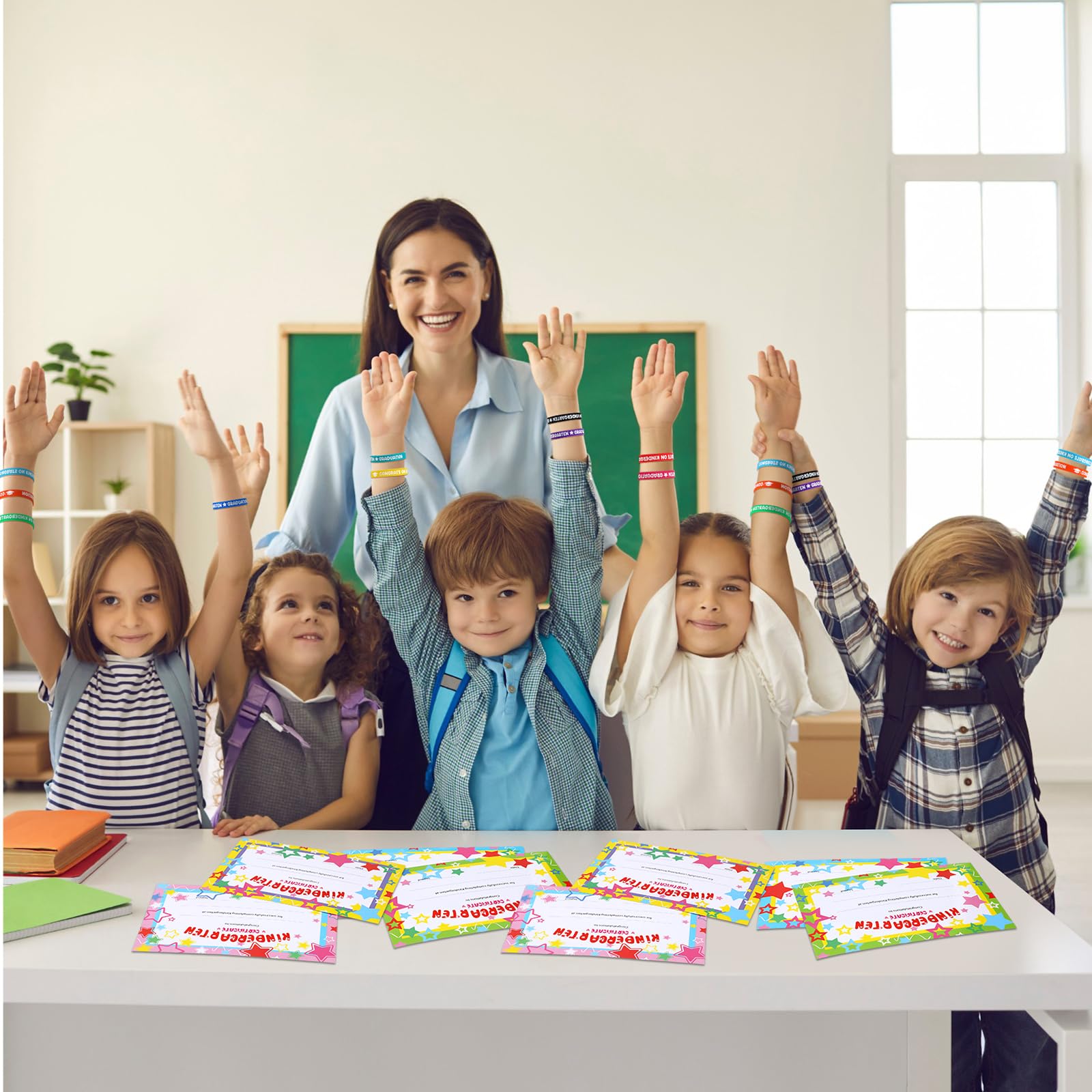 60 Pcs End Of School Year Awards Kit - Certificates & Wristbands For Student Recognition