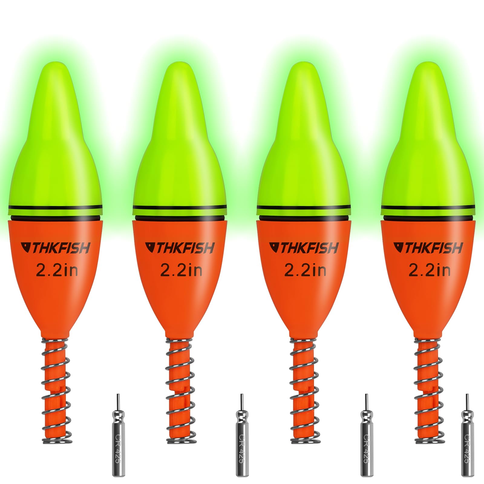 THKFISH 4PCS LED Lighted Fishing Bobbers Fishing Floats for Night, Spring Bobber Float Saltwater Freshwater Lighted Floats Glow for Crappie Walleye