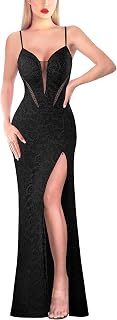 Womens 2024 Formal Prom Sexy V Neck Maxi Long Dress Spaghetti Strap Ball Gala Evening Gown