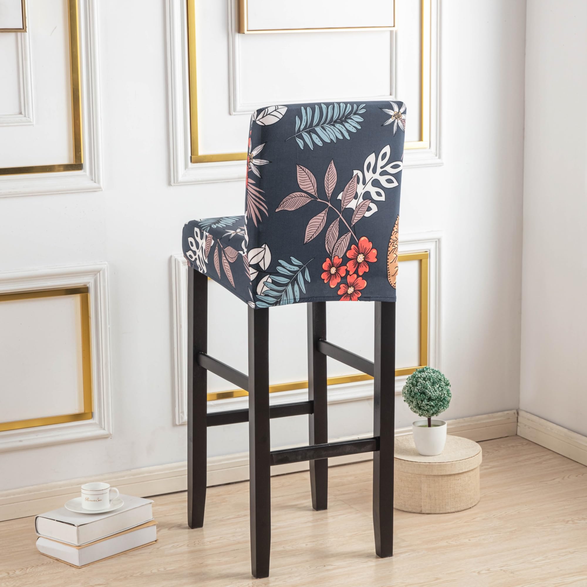 Lot De 1/2/4/6 Housses De Tabouret De Bar En Velours, Housses Extensibles Pour Chaises De Salle à Manger Courtes Et Pivotantes, Chaises D'appoint De Comptoir (couleur : #27, Taille : 6 Pièces