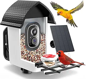 Bird Feeder with Camera - 2K HD Live View, AI Identification & Instant Alerts, Weatherproof for Outdoors, 2.4GHz WiFi Solar Powered Smart Feeder for Bird Lovers