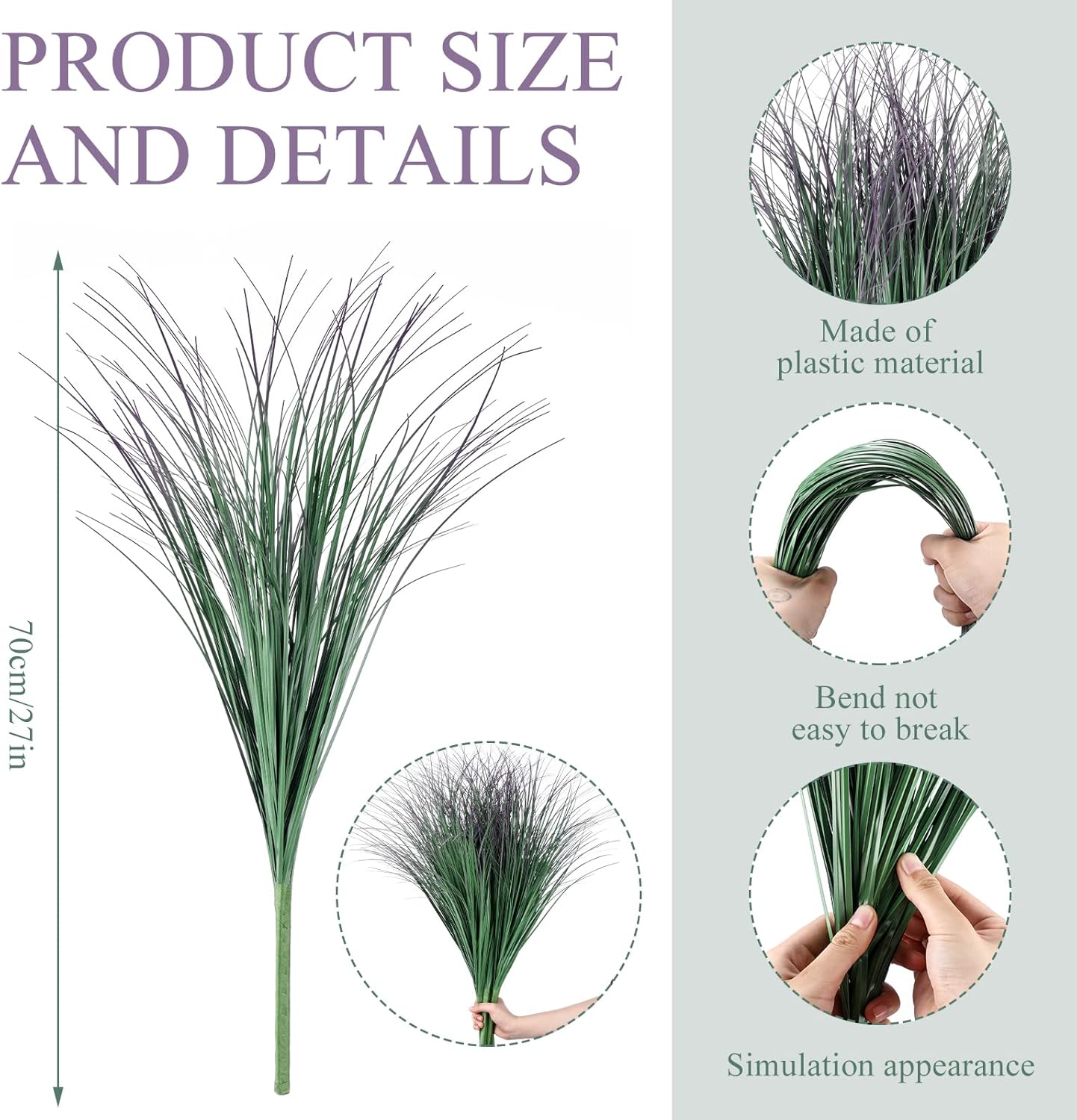 Geosar 10 Pack Artificial Plants 27 Inch Tall Onion Grass Greenery Fake Grass Faux Greenery Stems Artificial Shrubs for Outdoors Plastic Small Bushes for Office Room Gardening Indoor (Deep Purple)