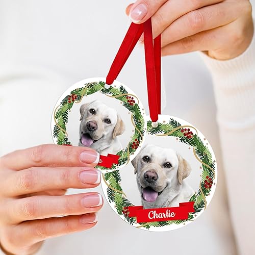 Miniatura 82 de Adorno de Navidad personalizado, foto personalizada con imagen y nombre, decoración del árbol de Navidad, bolsa de terciopelo incluida, adorno