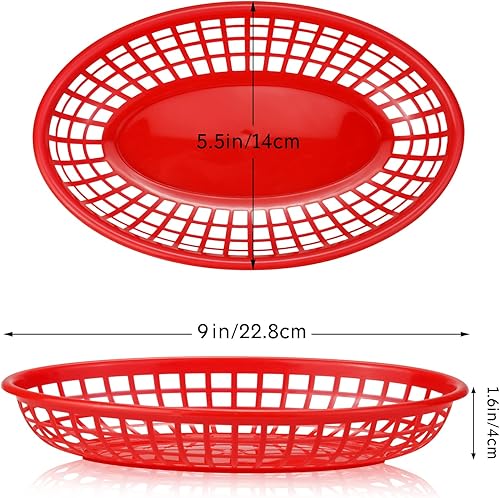 Miniatura 2 de GothaBach Paquete de 24 cestas de comida rápida, cestas de plástico para restaurantes de comida rápida, cestas para freír pan, bandeja para servir