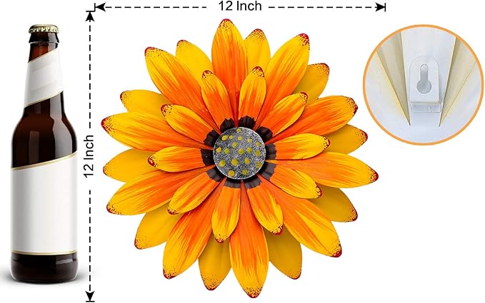 EASICUTI Decoración de Pared de Girasol de Metal 12 Pulgadas miniatura 3