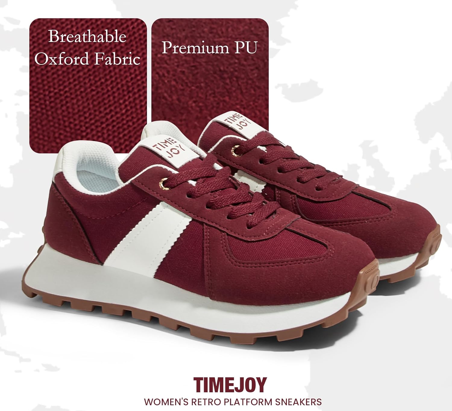 TIMEJOY Women's Retro Platform Sneakers Wide Fit Fashion Tennis Shoes with Recyclable Material Insole Vintage-Inspired Comfort for Walking, Lifestyle & Casual - Image 5