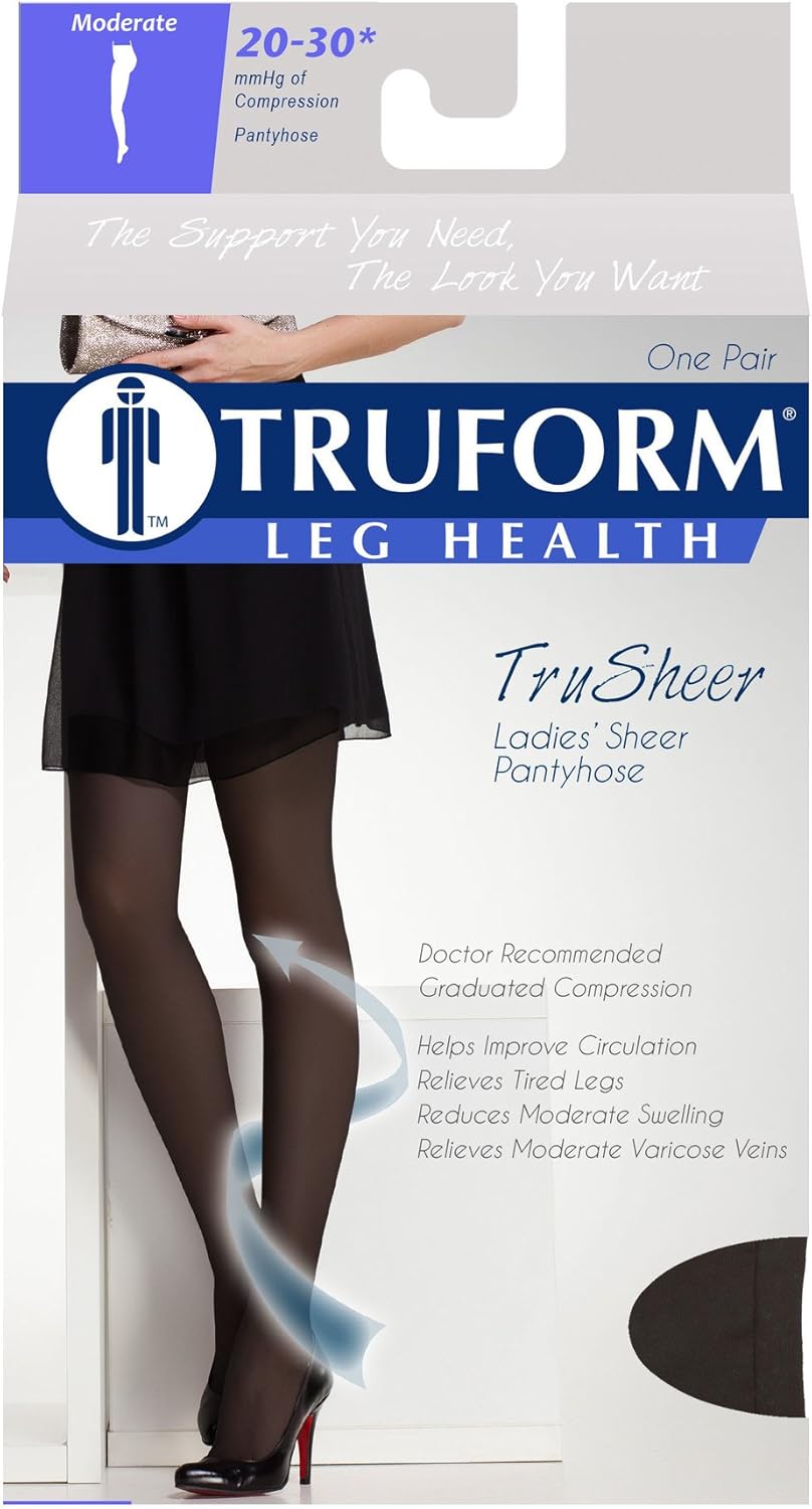 Truform 20-30 TRUsheer Pantyhose, White, Medium