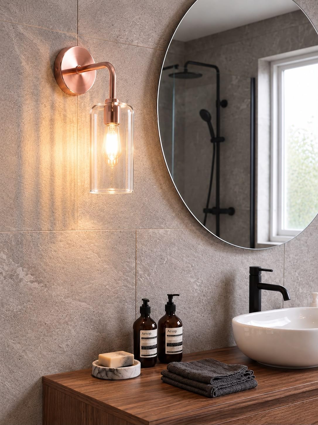 Rose Gold Wall Light - Elegant Crystal Sconce -4