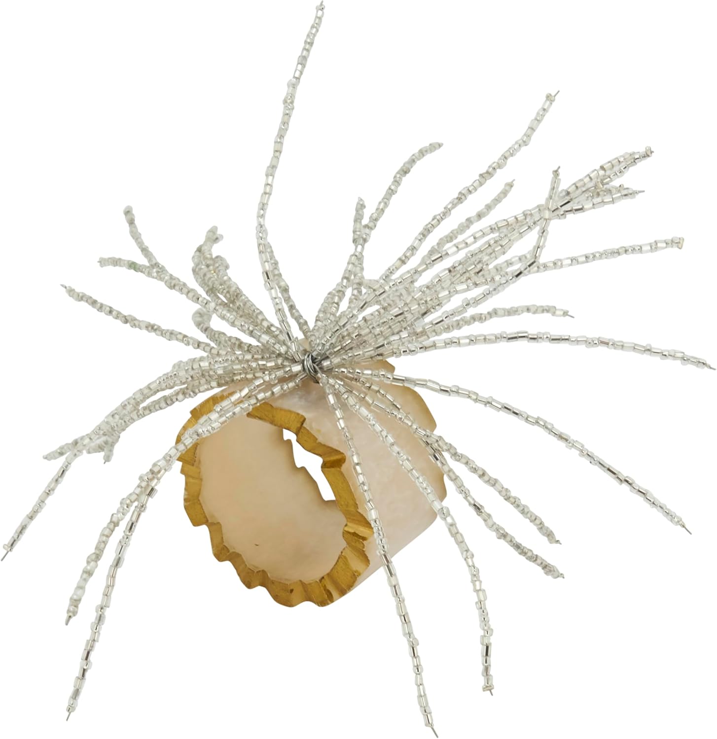 Saro Lifestyle Bead-Embellished Resin Napkin Ring (Set of 4), Charcoal