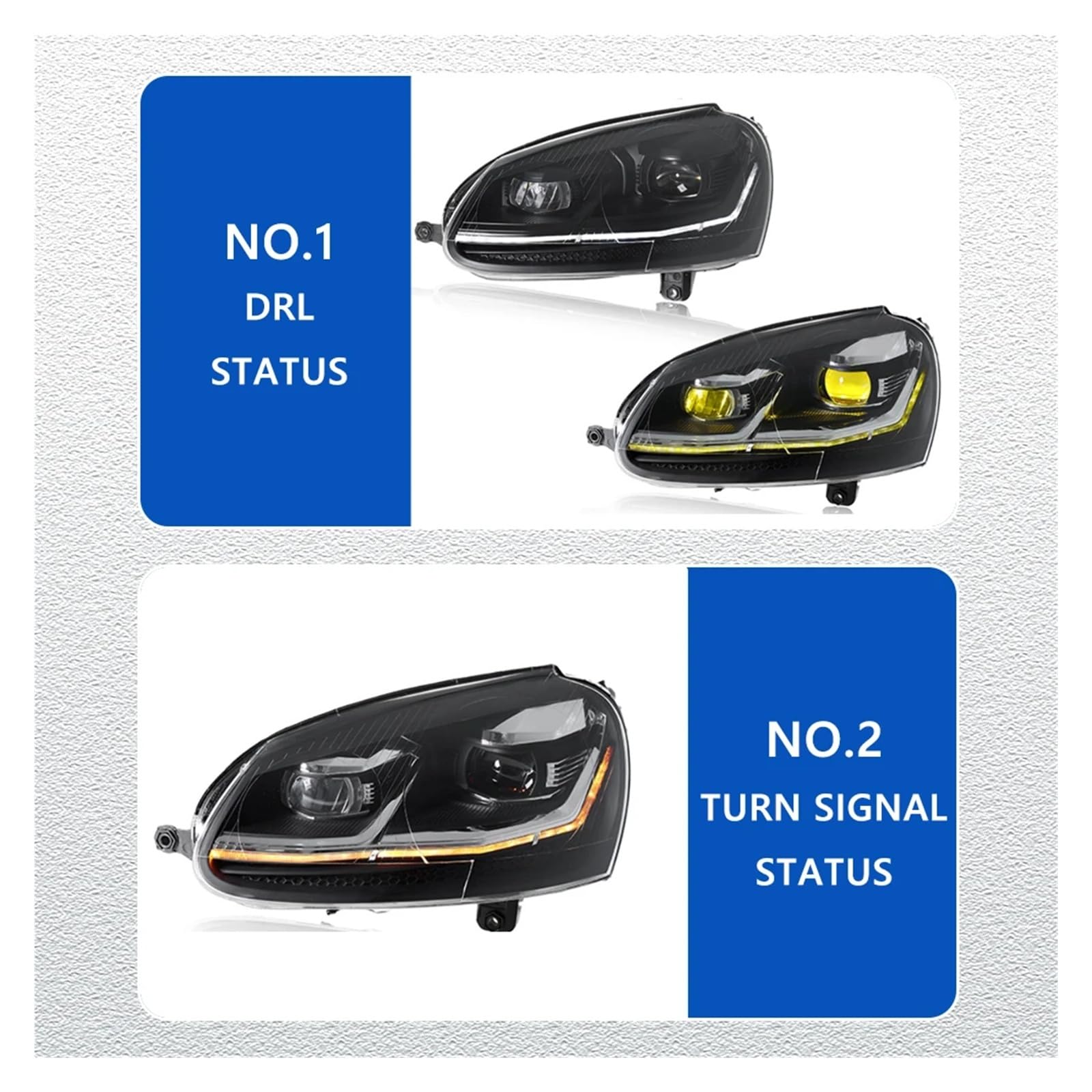Pasuje do VW GOLF 5 MK5 03-11 w nowym stylu pełna dioda LED DRL reflektor samochodowy montaż sygnału akcesoria samochodowe zmodyfikowana lampa gorące reflektory LED(Smoke one pair)