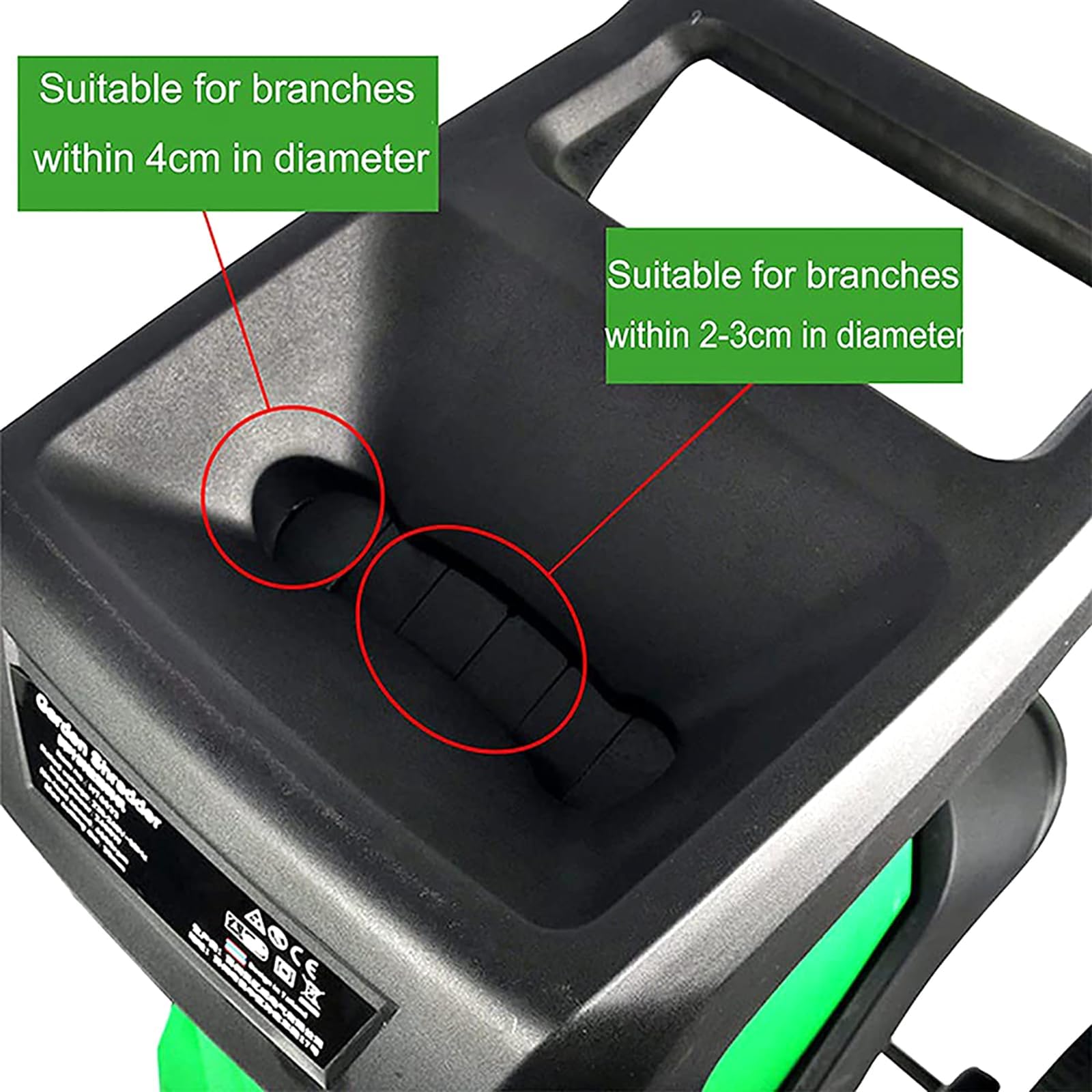 Elektryczna niszczarka ogrodowa Rębak do drewna, Max.40mm Wydajność cięcia, 2400W Mulczer do liści do użytku na trawniku i w ogrodzie, Rębaki, Linia energetyczna 30M