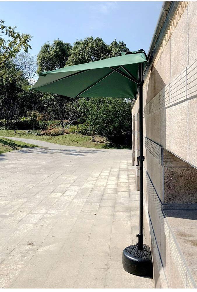 Ombrellone da Esterno da 9 'Mezzo Tondo, Parasole da Parete con manovella a 5 Stecche, Riparo per Il Mercato, Tavolo da Giardino (Colore: Verde Scuro)