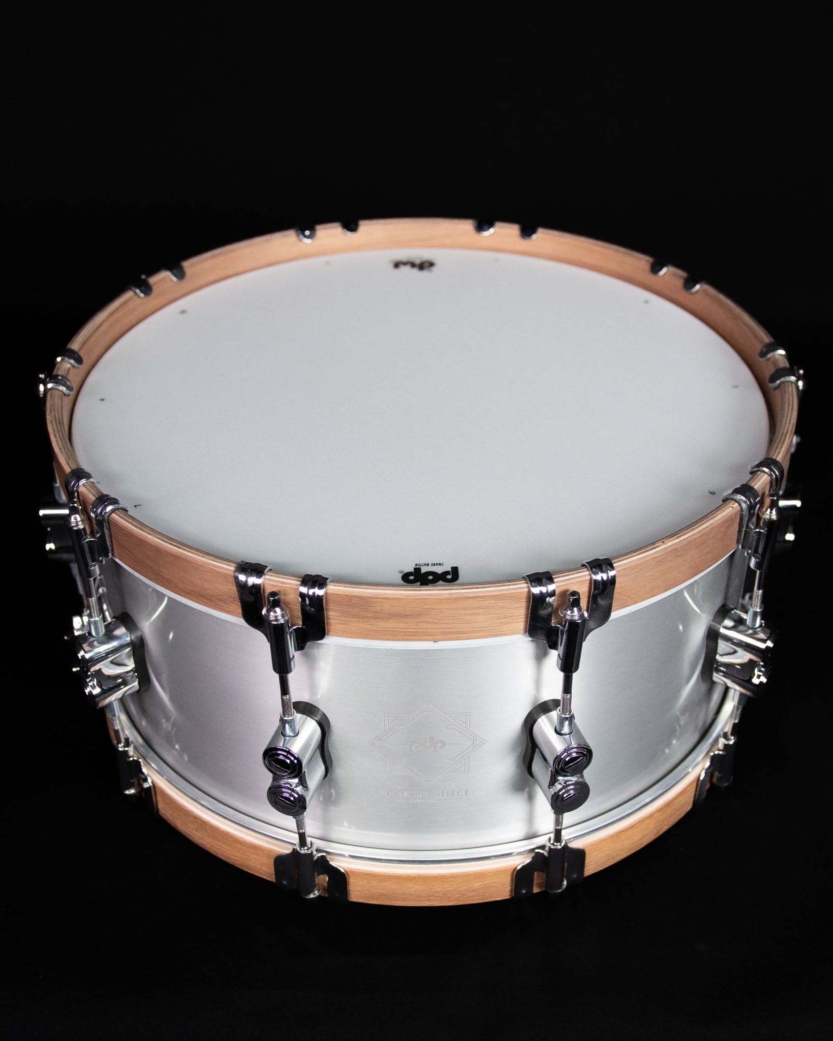 DW Collector's Series Metal Snare Drum 6.5 x 14-inch - Satin Black Over Brass - Gold Hardware