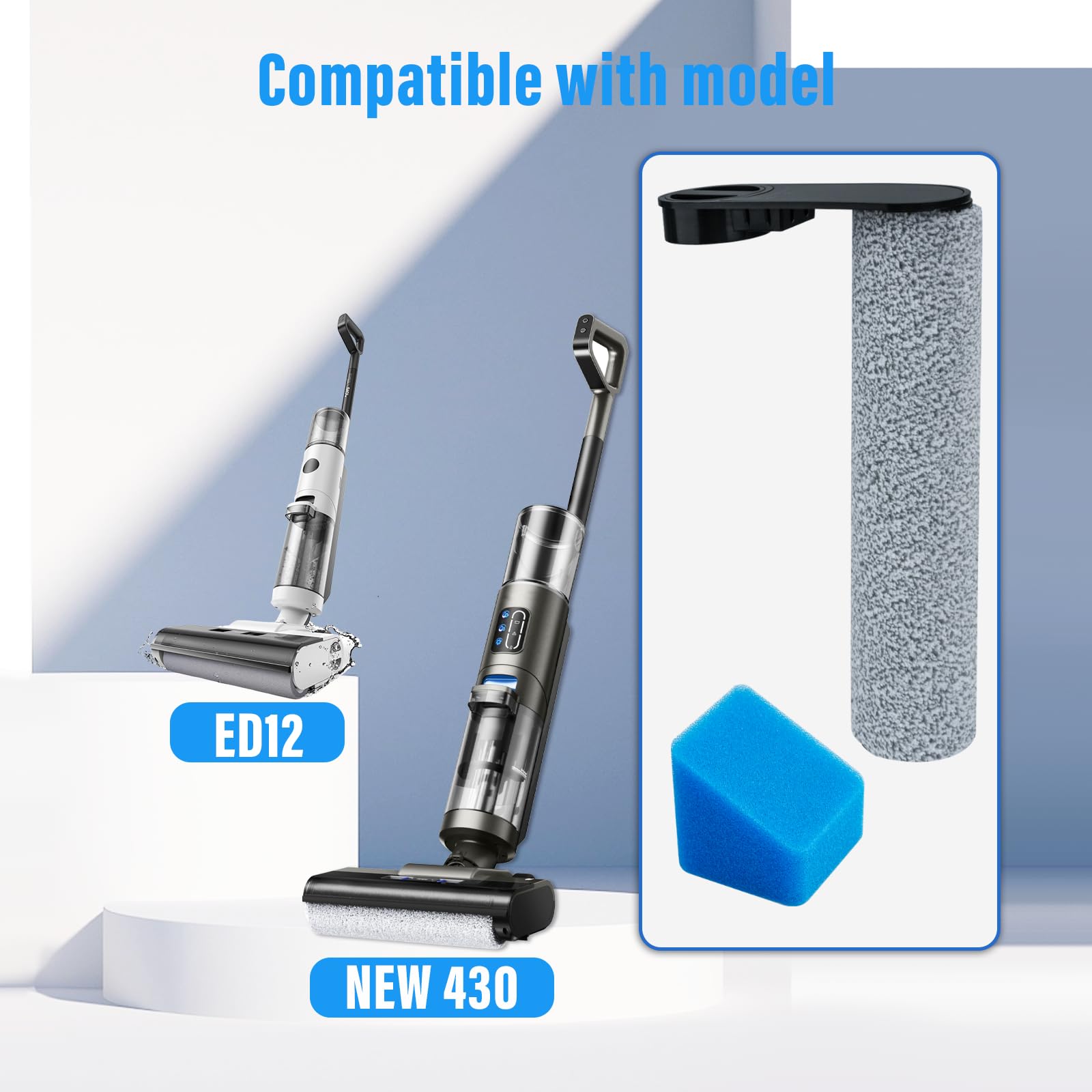 Zubehör Set für Eureka NEW430 & JONR ED12 – Ersatzteil für Nass- und Trockensauger, 2 Bürstenrollen + 4 Filter