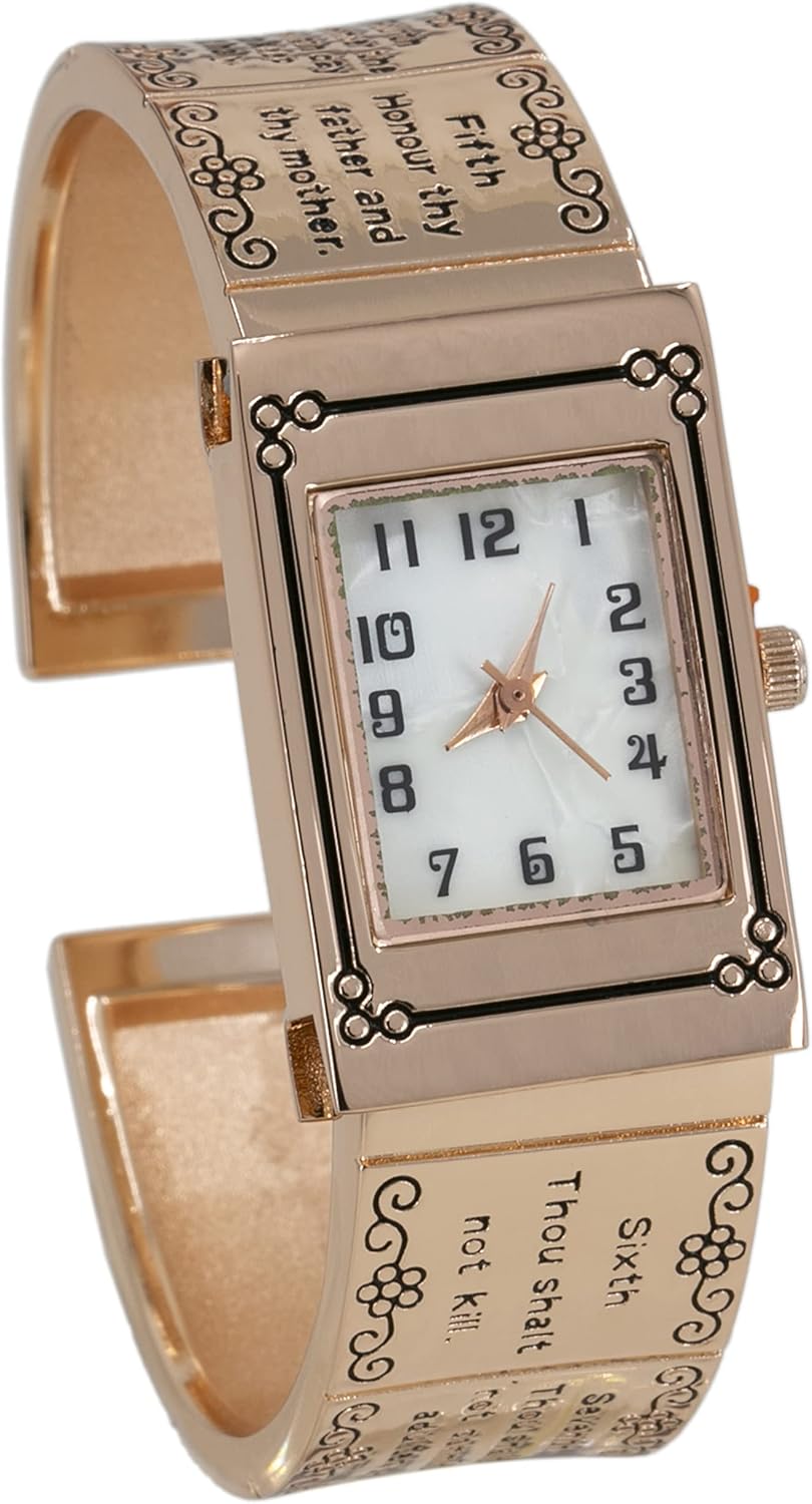 Blekon Collections Analog Quartz Women's 21mm Case Ten Commandments Cuff Bangle Watch