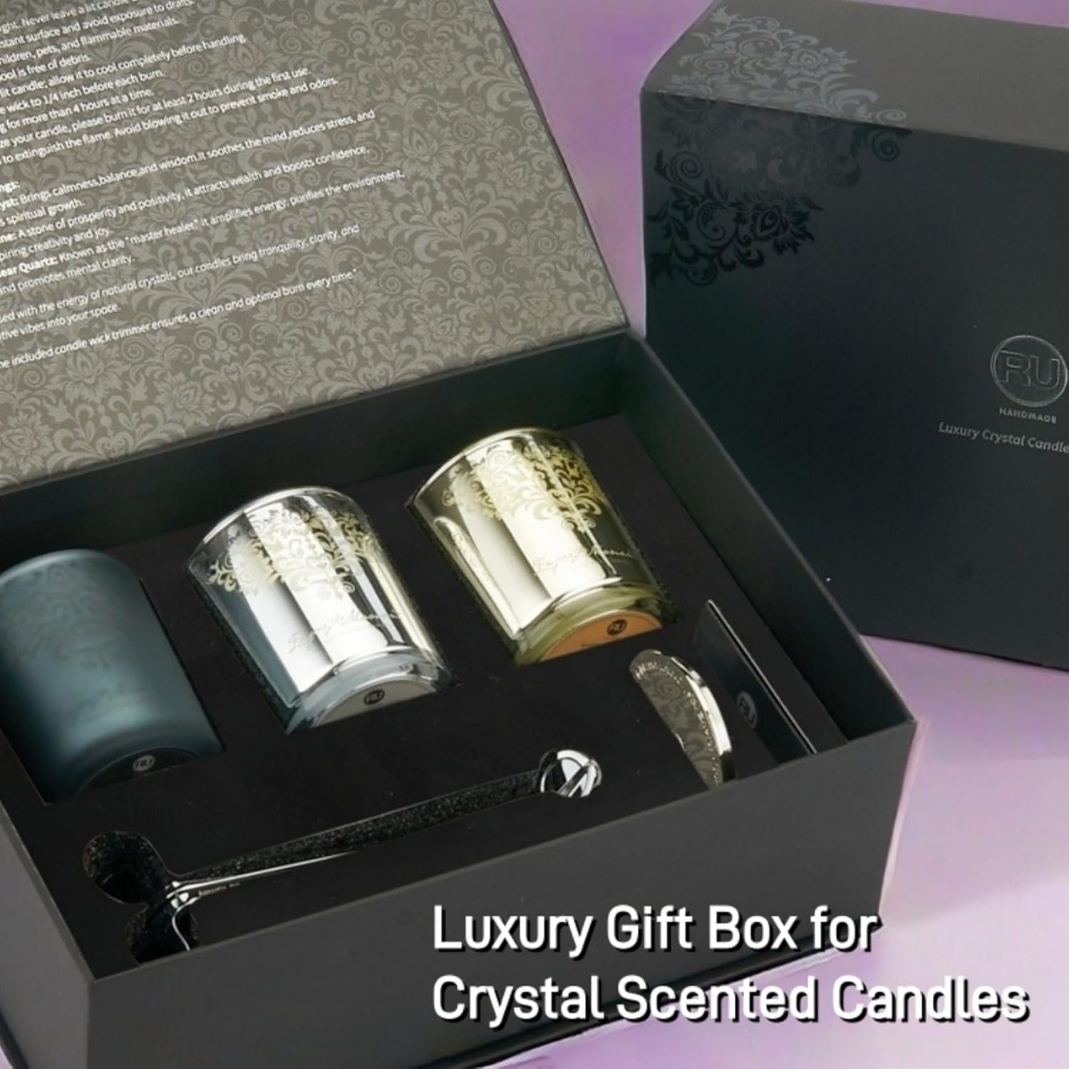 Luxury Scented Candle Gift Set – 3×7oz Crystal Glass Soy & Beeswax Aromatherapy Candles with Snuffer Lid & Wick Trimmer | Floral & Citrus Scents | Candles for Women, Home Scented & Relaxation - Image 2