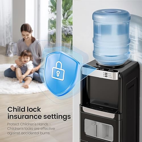 Miniatura 5 de Kismile Dispensador de enfriador de agua con máquina de hielo, enfriador de agua caliente y fría de carga superior para botellas de 5 galones, 33
