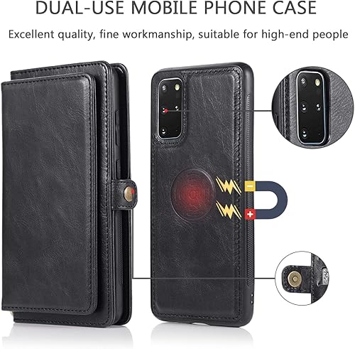 Miniatura 3 de Asuwish Funda de teléfono para Samsung Galaxy S20 Plus Glaxay S20+ 5G Wallet Funda desmontable con protector de pantalla de vidrio templado y